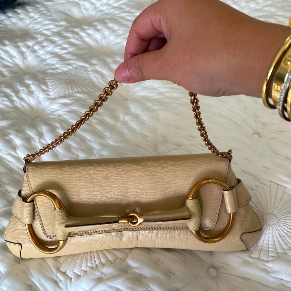 Gucci Tom Ford leather horse bit cluctch/should bag
